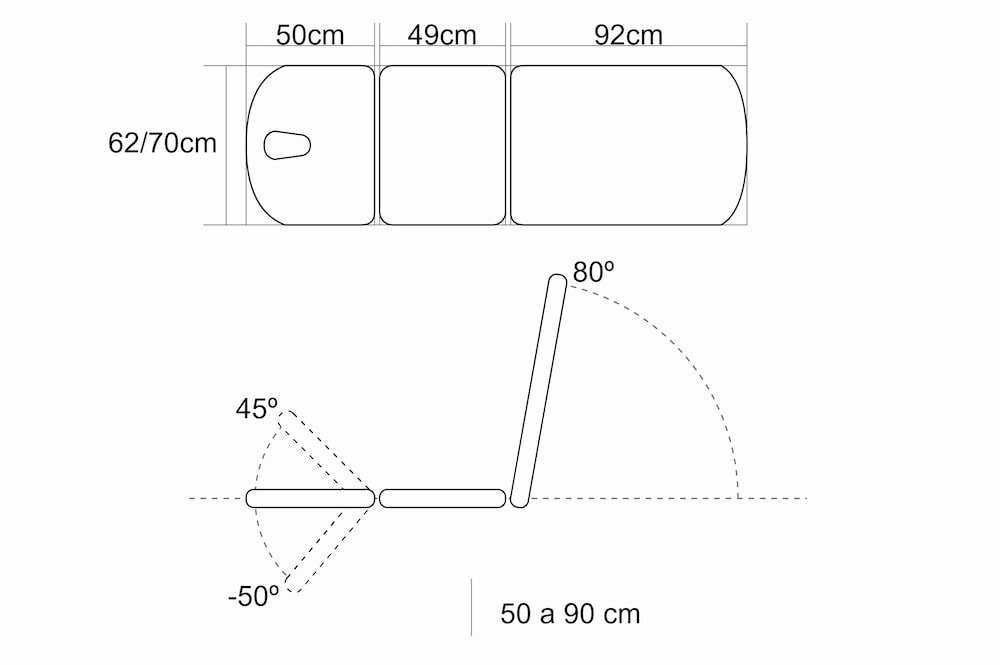 Plano de medidas de camilla CE-0130-AR